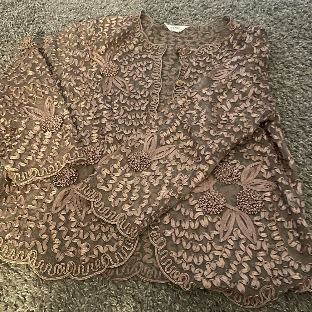 Celsa rosé floral embroidered blazer